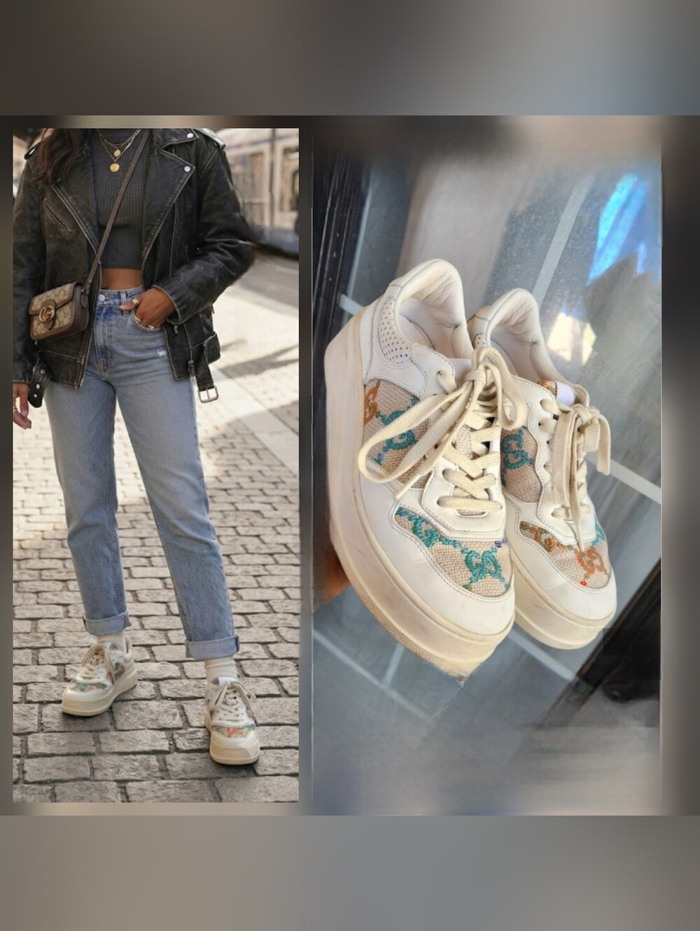 Gucci Cream Low-Top Sneakers with Multicolor Monogram Embroidery